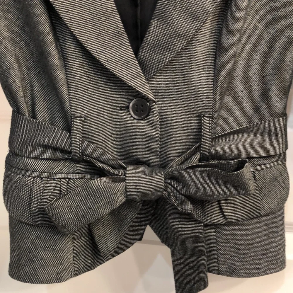 My Michelle - Black-Textured, Belted, Crop Blazer - Picture 4 of 7